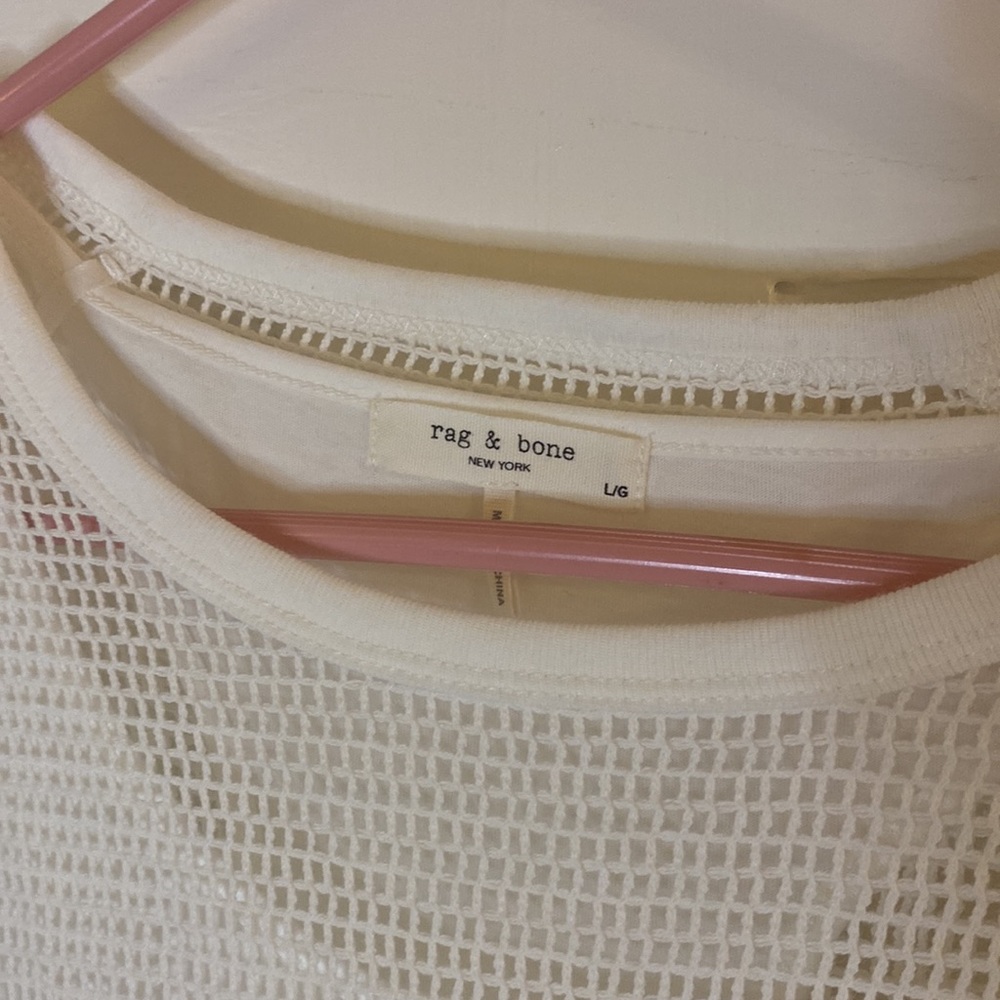 rag & bone double layer mesh tee white size large - Picture 4 of 6